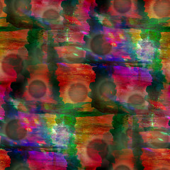 abstract green, red vintage avant-garde watercolor seamless text