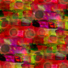 abstract red, green, circles vintage avant-garde watercolor seam