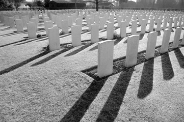 Tumbstones in war cemetery of Cassino
