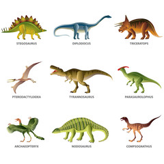 Dinosaurs isolated on white vector set