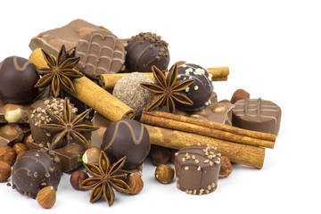 chocolate, spices and nuts