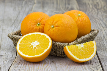 fresh oranges in a basket
