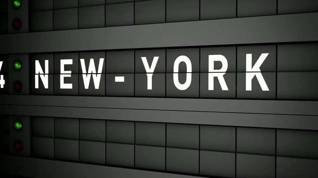 Old  airport billboard with city name New York
