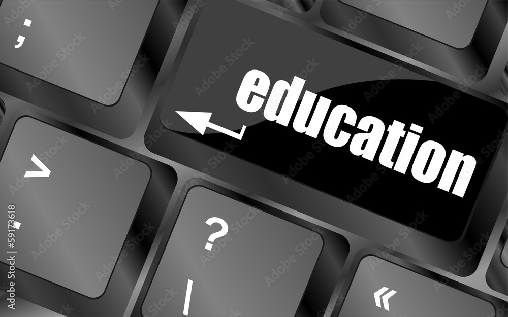 Poster computer keyboard with key education, internet learn concept