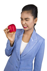 Business woman with apple.