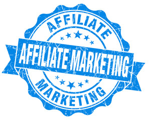 Affiliate marketing blue grunge vintage old style seal
