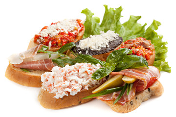 Brusketta with different fillings