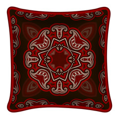 Decorative pillow, oriental pattern in dark colors