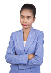 Beautiful young businesswoman are angry.