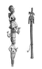 Traditional African Sculptures : Chief's Staff