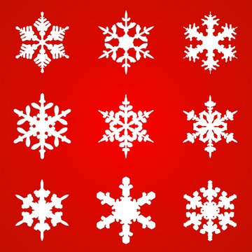 White snowflakes on red background seamless pattern for