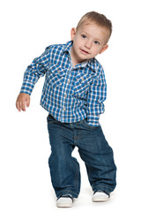 Walking preschool boy