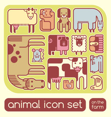 vector farm animals set