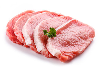 Fresh raw pork on white background