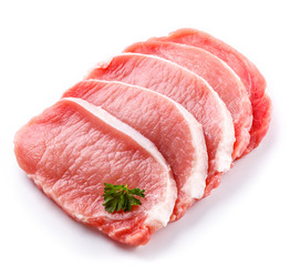Fresh raw pork on white background