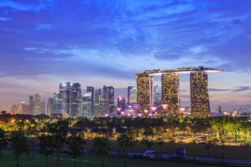 Rolgordijnen Singapore city skyline © Noppasinw