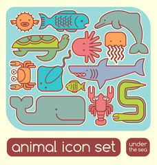 Obraz premium sea animals set