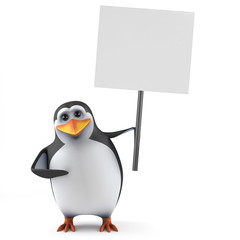 Cute penguin with placard © Steve Young