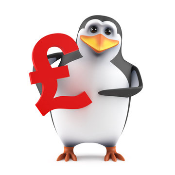 Cute penguin with UK Pounds symbol