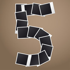 Figure five of Polaroid photos. Vector illustration