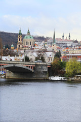 Snowy Prague St. Nicholas' Cathedral, Czech Republic