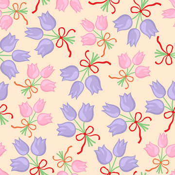 Pastel floral bouquet pattern seamless © agrino