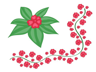 Red flower on green leaves