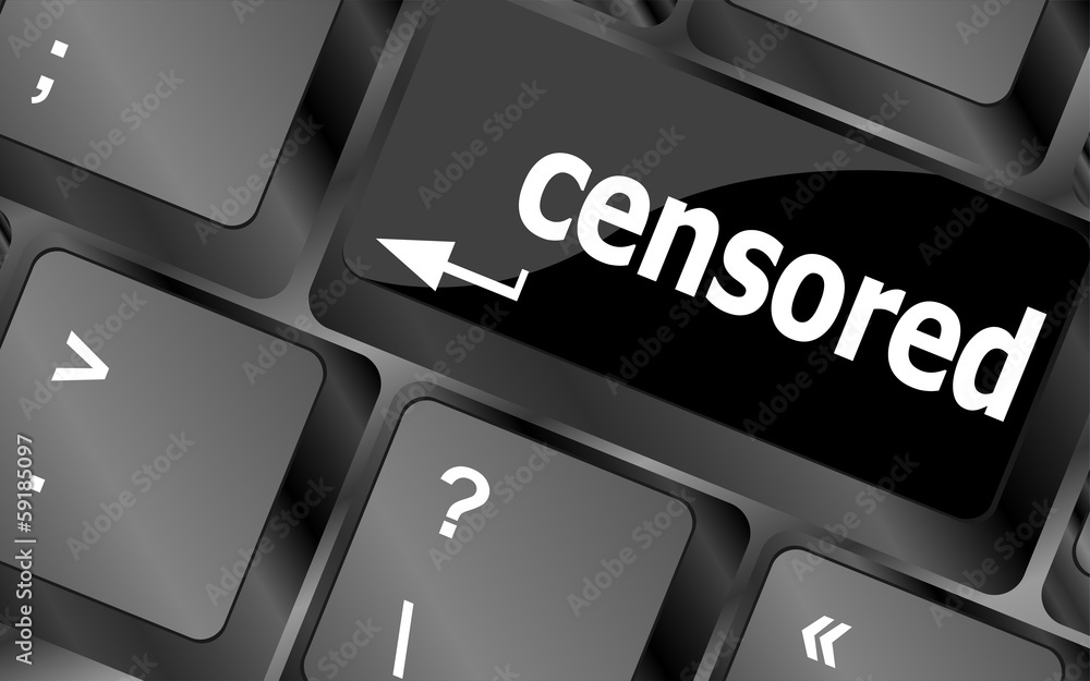 Poster censored word on computer keyboard pc key