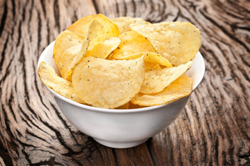 Potato chips in a bowl.