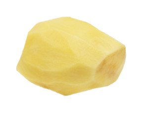 peeled potatoes on a white background