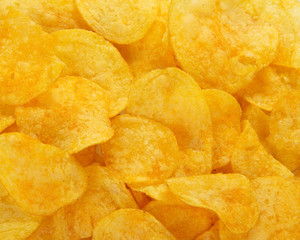 delicious potato chips with spices to beer