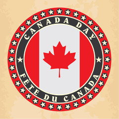 Vintage label with Canada Day