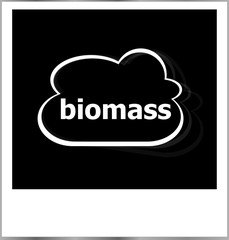 instant photo frame with cloud and biomass word