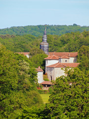 Village of Mortemart and its leaning bell tower