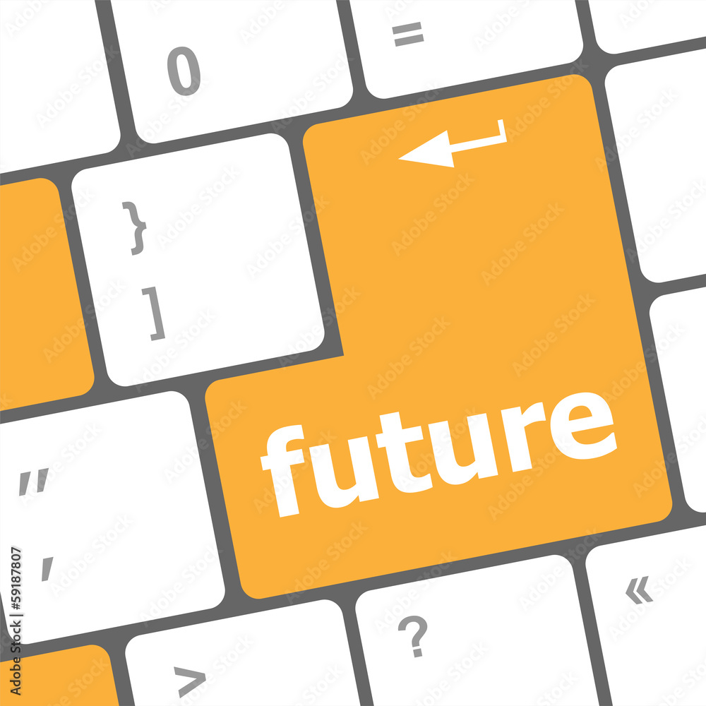 Leinwandbilder future time concept with key on computer keyboard