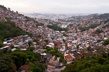View of Poor Living Area on the Hills of Rio de Janeiro, Brazil