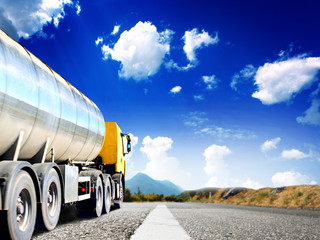 big trucks on the asphalt road