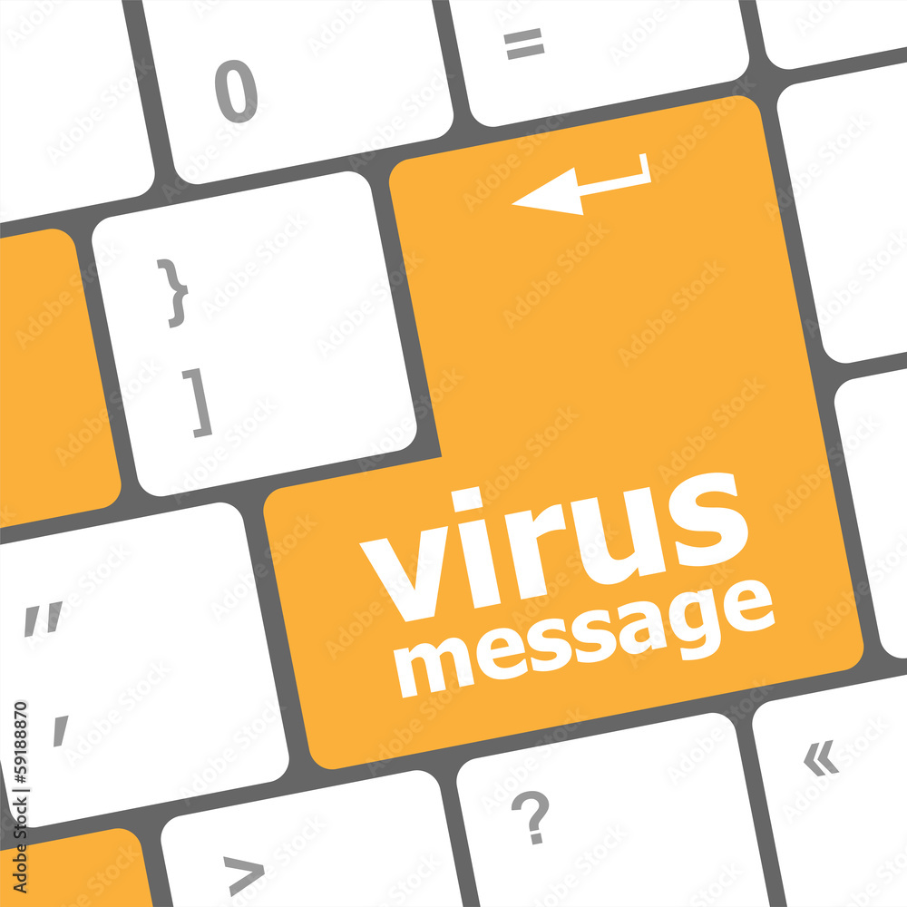 Poster computer keyboard with virus message key