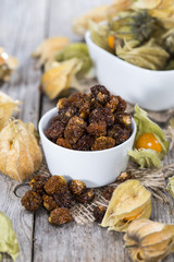 Dried Physalis in a small bowl