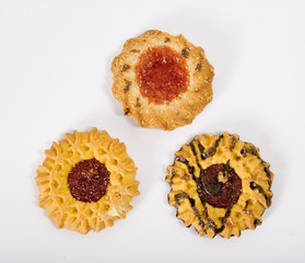 Three  shortbread cookies with marmalade