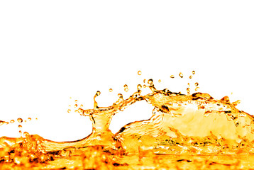 orange water splash isolated on white