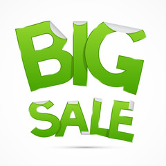 Vector Big Sale Green Sticker - Label on Grey Background