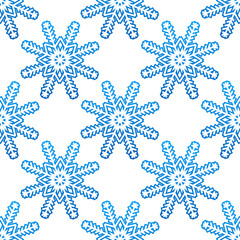 Blue snowflakes seamless pattern background