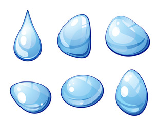 Blue water drops set