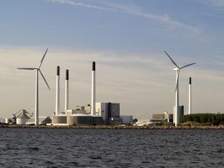 wind turbines power generator farm in sea