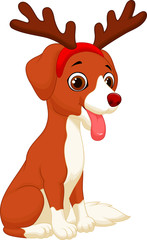 Dog in reindeer costume