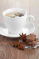 coffee with chocolate and dry breakfast