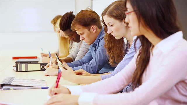 Group of students studying in university