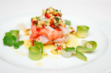 Ceviche of seabass and salmon