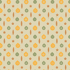 Vintage seamless pattern with Christmas decrations